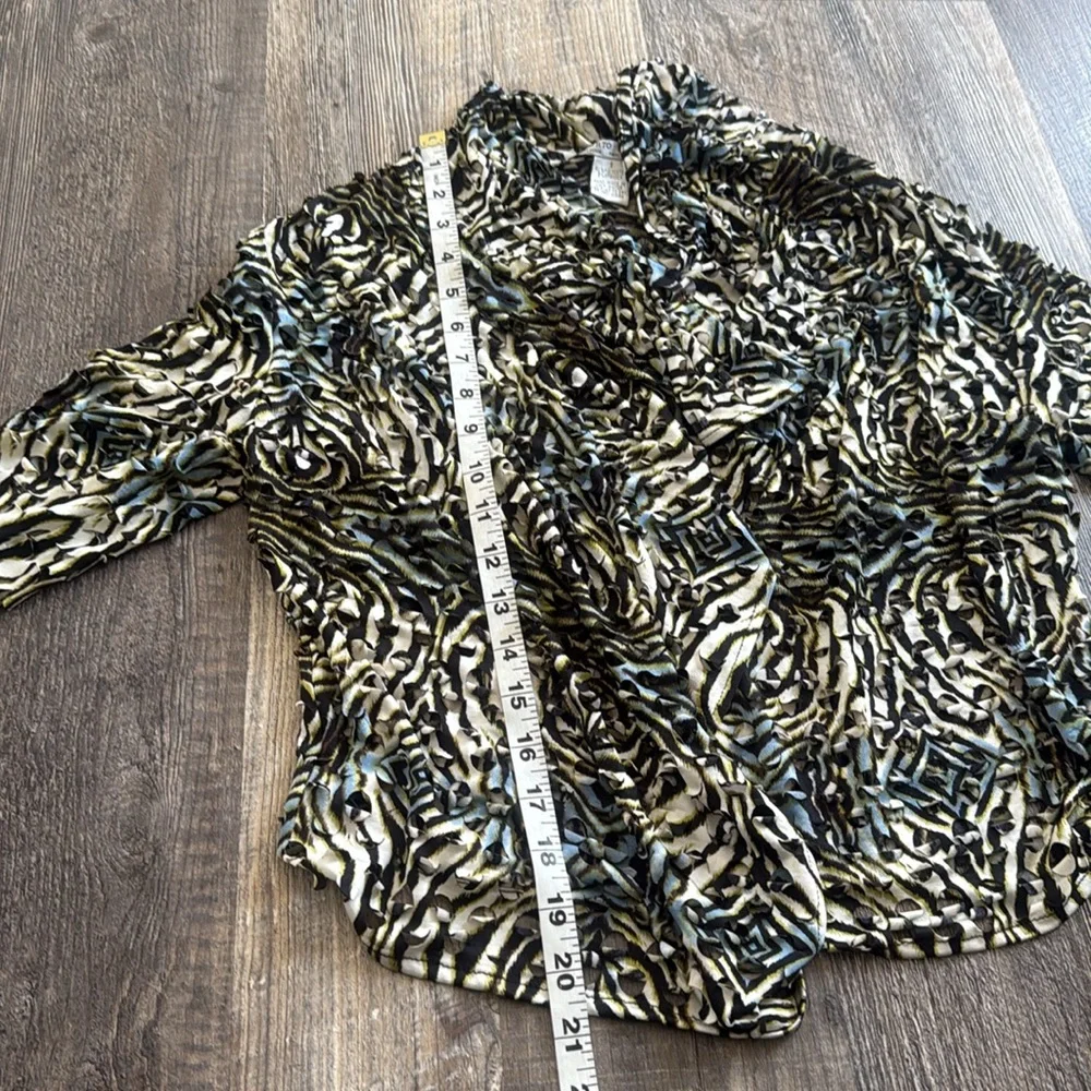 ALBERTO MAKALI Animal Print Eyelet Open Front Draped Cardigan Women Size Small - Picture 6 of 12